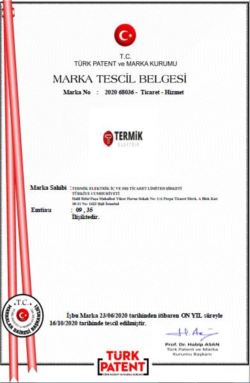 Termik Elektrik Marka Tescil Belgesi