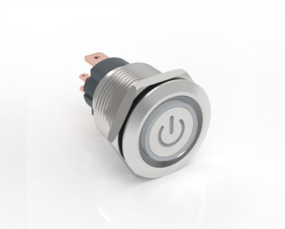 J19-C-371-P metal buton kalıcı ışıklı power logolu