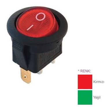 TRC11-131 Yuvarlak Işıklı Anahtar ON-OFF 3P